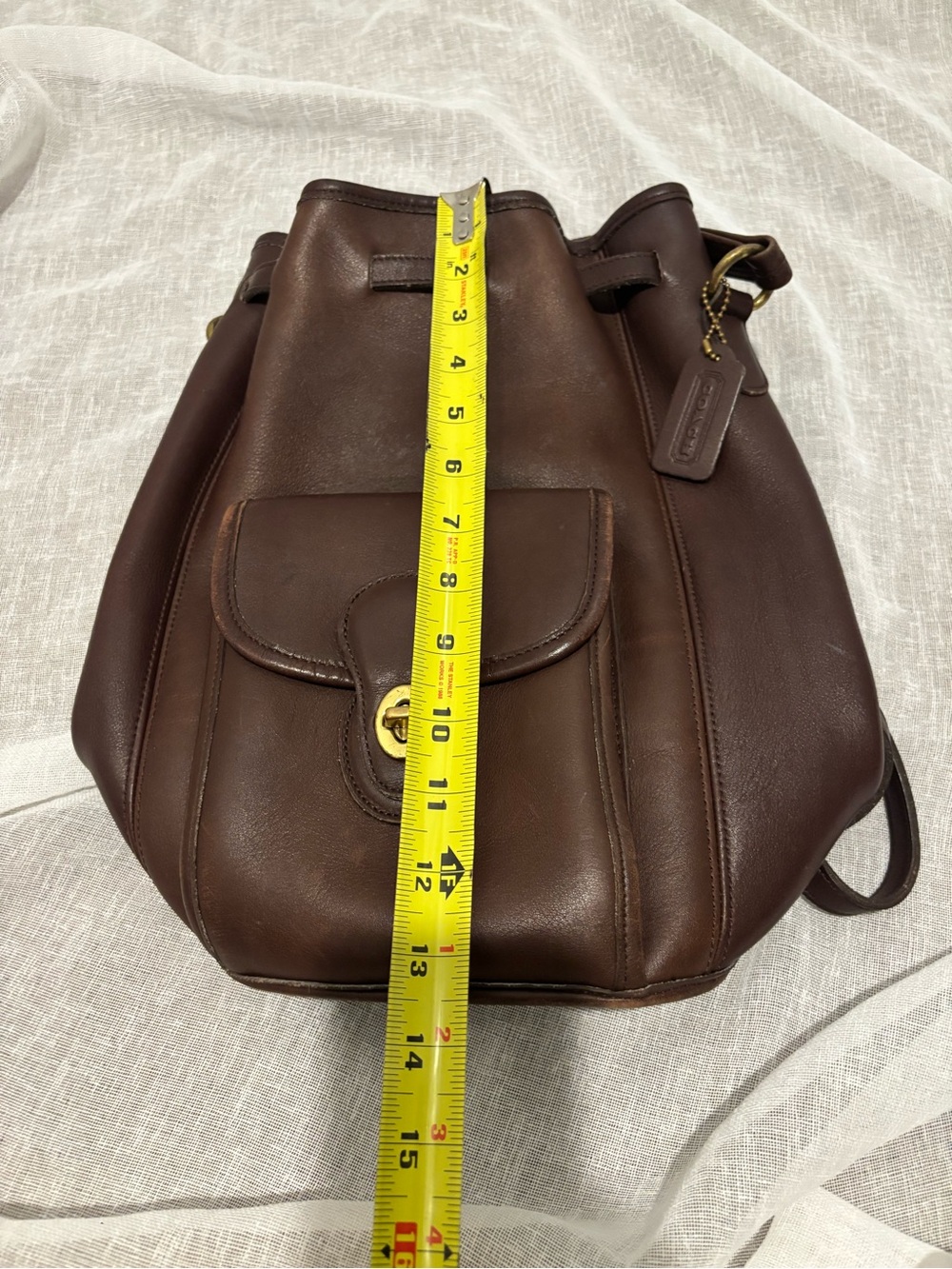 Vintage COACH Brown Leather Sling Handle Daypack Backpack 9992 - Picture 2 of 10